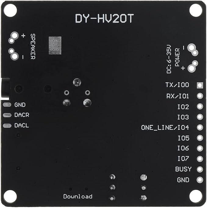 DiGiYes 20W Voice Playback Module DC 6-35V 24-bit DAC Output Support TF Card 32GB for Broadcast Device DIY, Support USB Downloadable Music Player Board