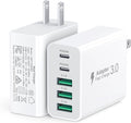 60W Fast Charger Block,2-Pack USB C Wall Charger,5-Port Dual 30W PD Charging Adapter+QC 3.0 Wall Plug Multiport Total power 60W Type C Charging Cube Brick For iPhone 17/16/15/14/13/Pro Max,iPad,Galaxy