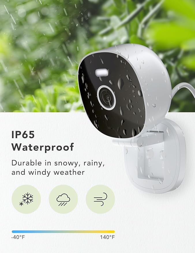 FAMVIVA 2K Security Camera, Outdoor/Indoor for Home, Pet, Baby, Nanny, IP65 Waterproof Color Night Vision, White Light & Siren, Recording, Motion Detection, Compatible with Alexa,White-2P