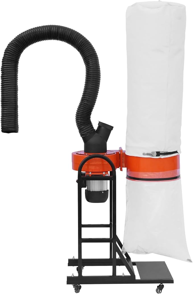 VEVOR 1.5 HP Dust Collector, 716 CFM, Portable Vortex Dust Collector, with 47 Gallon Collection Bag and Mobile Base, 120V, 3400 RPM, 5μm Canister Filter Kit, for Woodworking Dust Collection System
