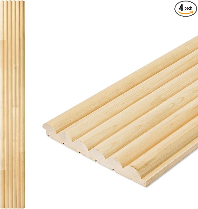 Art3d 4 Pc 96"x5.7" Wood Slat Wall Panel for Interior, Ceiling and Decoration, Semi-Cylinder Design, 15.2 SqFt