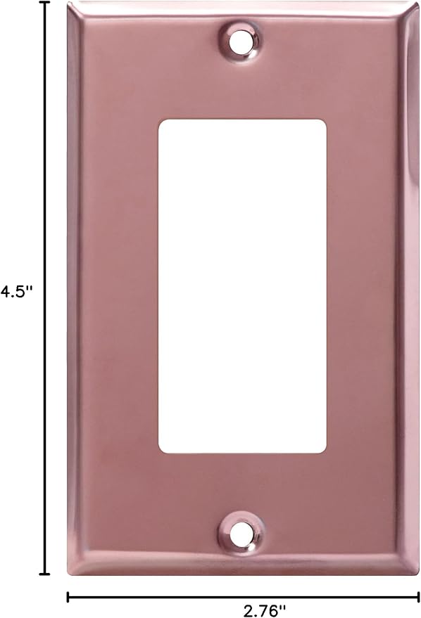 ENERLITES Decorator Switch Metal Wall Plate, Stainless Steel Outlet Cover, Corrosion Resistant, Standard Size 1-Gang 4.50" x 2.76", Stainless Steel 201, 7731-PRG, Polished Rose Gold