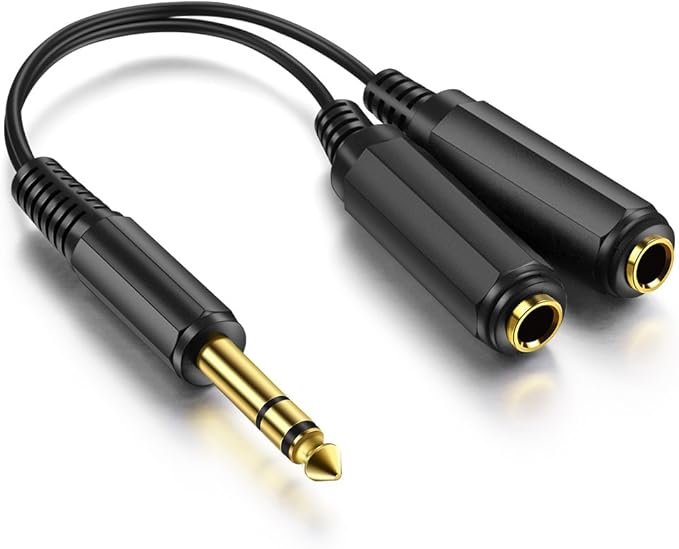 ICESPRING 1/4" 6.35mm Stereo Plug/Male to Dual 1/4" 6.35mm Jack/Female Splitter Adapter Cable Converter 0.6 feet