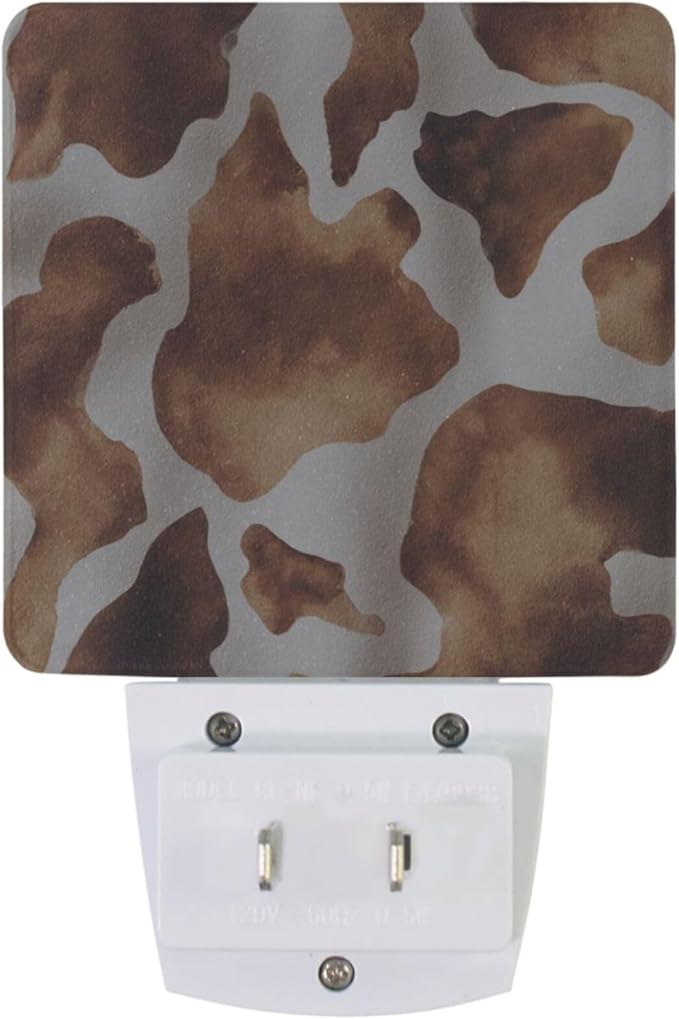 Pigsaly Led Night Light Animals Brown Cow Skin Night Light Plug in Wall Lamp Smart Dusk to Dawn Sensor Nightlight Led Lamp Energy Saving Lights Gift for Kids Room Bedroom Bathroom Hallway