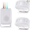 Motion Sensor Alarm Motion Detector Alarm Doorbell Indoor Alarms Business Door Entry Chime Multifunctional Door Alarms with LED Indicator & Vibration Wireless Detector (2 Sensor + 1 Receiver)