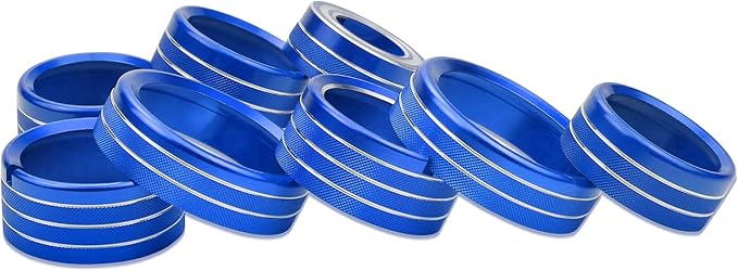 Kujunpao Radio Fan Climate Auto Menu Knob Control Button Trim Center Console Knob Cover Decor Fit for 2014-2018 Chevy Silverado & GMC Sierra Accessories 8pcs(Blue)