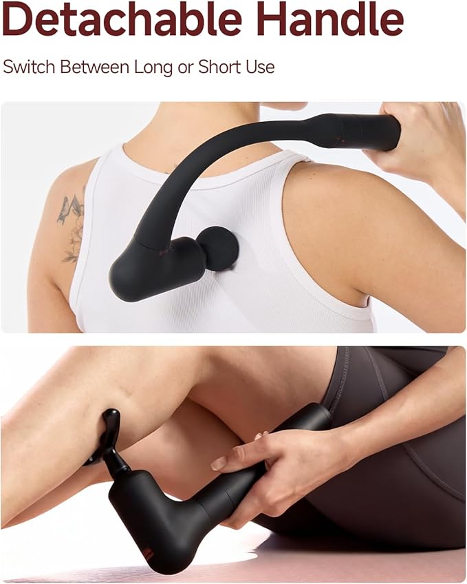 CAREKING Upgraded 2-in-1 Massage Gun with Heat, Pain Relief Deep Tissue Back and Neck Massager with Extension Handle, Handheld Muscle Massage Gun for Back, Shoulder, Arm,Thigh