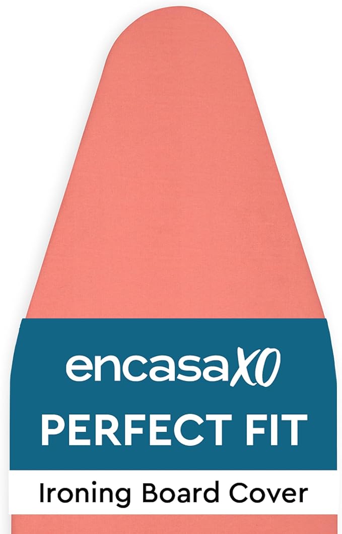 Encasa XO Ironing Board Cover and Pad 54"x15" - 4mm Felt Large Iron Board Cover with Padding - Heat Resistant, Stain-Safe Dye, Non Slip Elastic Bungee Cord Tightening Iron Table Cover Coral