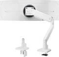 monTEK Single Monitor Arm for Max 45 Inch Ultrawide Screens Adjustable Monitor Desk Mount Holds 35 Lbs Cable Management with C Clamp/Grommet Desk Mount, VESA 75/100mm, MA1007WH