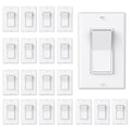 ThunderWay 3 Way Decorator Light Switch with Wall Plates, 15A 120/277V Decora Three Way Electrical Wall Paddle Rocker Switches Replacement, Residential Grade, UL Listed, Glossy White(20 Pack)