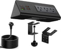 Upgraded Version Edge Mount Power Strip with USB-C Ports Tabletop Surge Protector Desk Clamp Power Sockets with 3 AC Outlets &4 Fast Charging USB Ports for Home Office Hotel Dormitory (Black - 1pack)