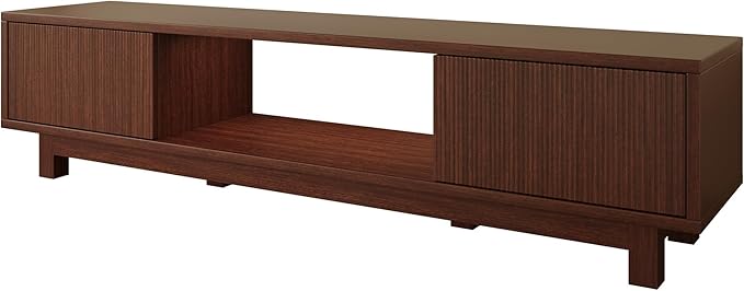 Maggym 70″ TV Stand with Storage, Modern Media Console with 2 Doors and Open Shelves, Entertainment Center for Living Room, Walnut