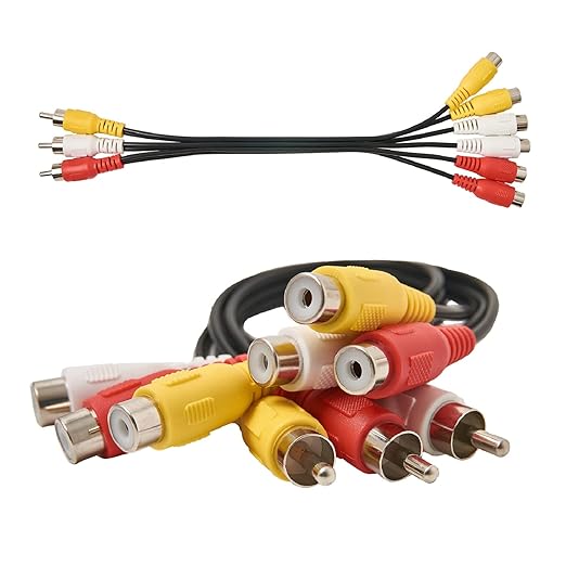 ZZJMCH RCA Splitter Cable, 3 RCA Male Jack to 6 RCA Female Plug Splitter Audio Video Av Adapter Cable Composite Video Splitter Adapter Output Cables Cord