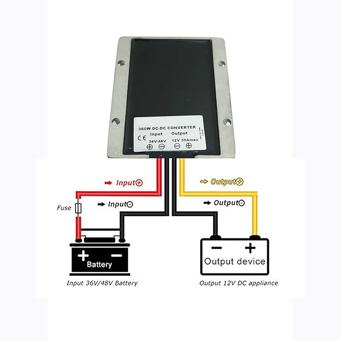 Proshopping Golf Cart DC Converter Regulator, 36V 48V Step Down to 12V 30A 360W Voltage Reducer, Big-Size DC/DC Power Supply Module Buck Transformer - for Golf Cart, Club car, forklifts, Car