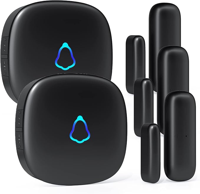 Door Chime, METAK Wireless Door Open Contact Sensor Alarm with 500 FT Range, 58 Chimes and 5 Volume Levels for Business/Store/Home/Office When Entering, 3 Transmitter + 2 Plug-in Receiver