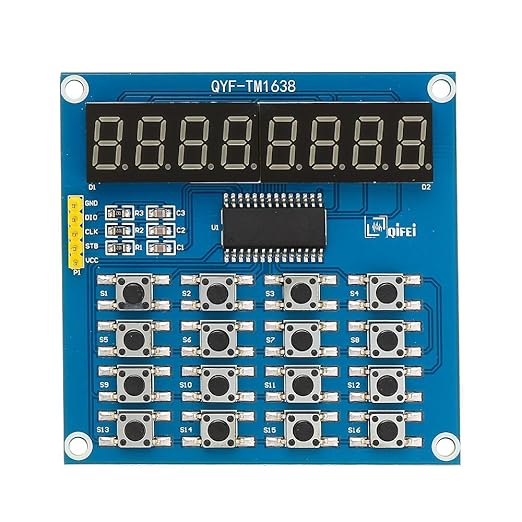 2PCS TM1638 LED Display 8Bit Digital Tube Module 16 Keys 3-Wire Control Keyboard for Arduino DIY