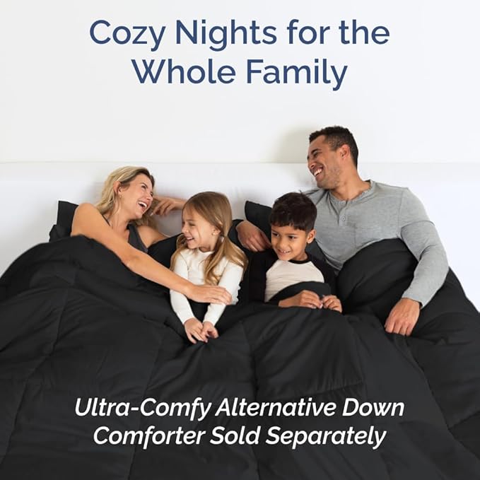 Full XL Bed Sheet Set - 4 Piece Extra Long Extended Full XL Sheets - Ultra-Soft, Breathable & Cooling - Fits 8” to 16" Mattress w/ Deep Pockets - 54" x 80" - Easy-Fit, Wrinkle & Fade Resistant - Black