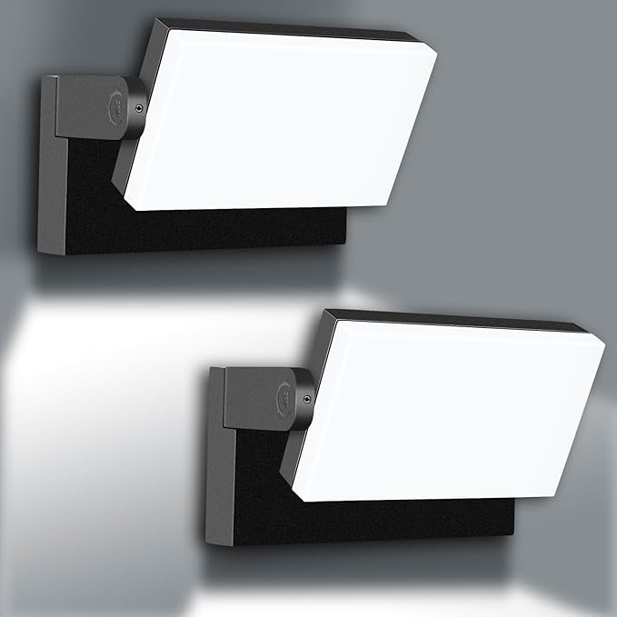 rosykite 60W LED Outdoor Wall Lights with 360°Rotation, Flood Lights Outdoor 5000K 4000K 3000K 3 Colors Changeable,Outside Sconce Security Lights for Garage Barn Front Porch