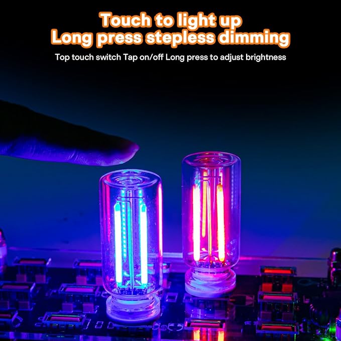2PCS USB Car LED Interior Lights, Mini Ambient Lighting Accessories, Touch Control Decorative Night Lamps for Vehicle, Bedroom, Camping, Holiday Decor(Blue)