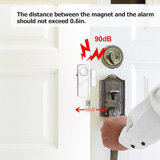 Security Door Window Alarm, 90DB Wireless Sensor Door Window Burglar Alarm, Door Alarms for Kids Safety, Easy Installation Doorbell Alarms for Office House Window Pool (2 Pack)