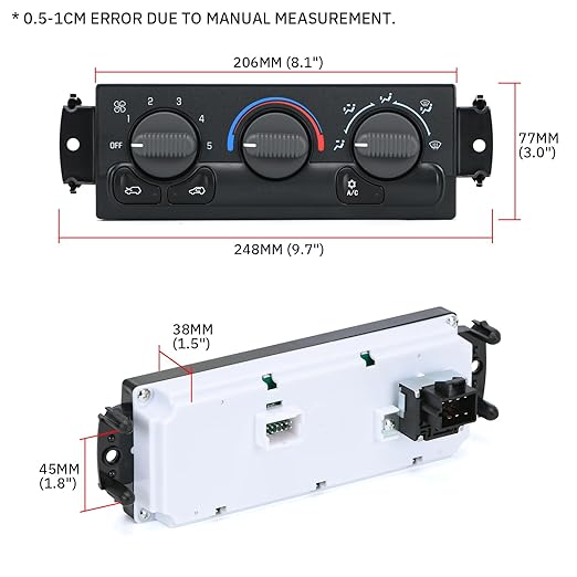 Front Climate Control Module Panel for GMC Sierra Chevy Silverado 1999-2002 599-266/15054697/ 15753264/19244873/ 9361355 Heater A/C Control Switch Air Conditioning Climate Control Module