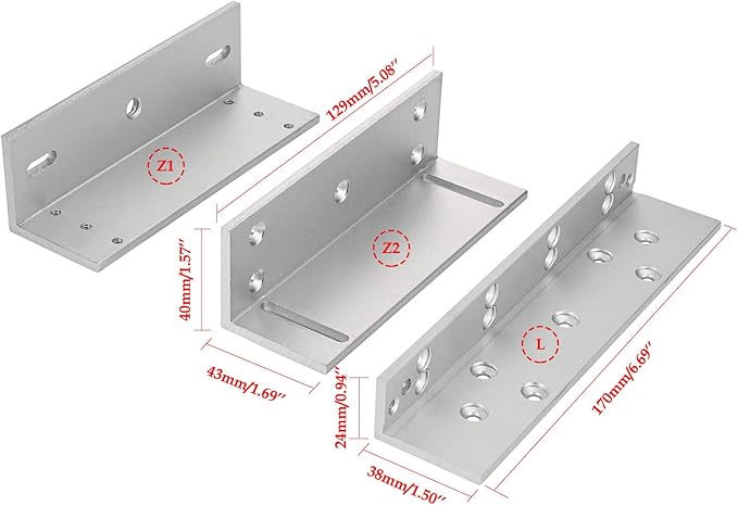 Electric Magnetic Lock with Z and L Bracket 180KG 350LBS Holding Force Electromagnet Lock 12V Fail Safe Single Door for Access Control System
