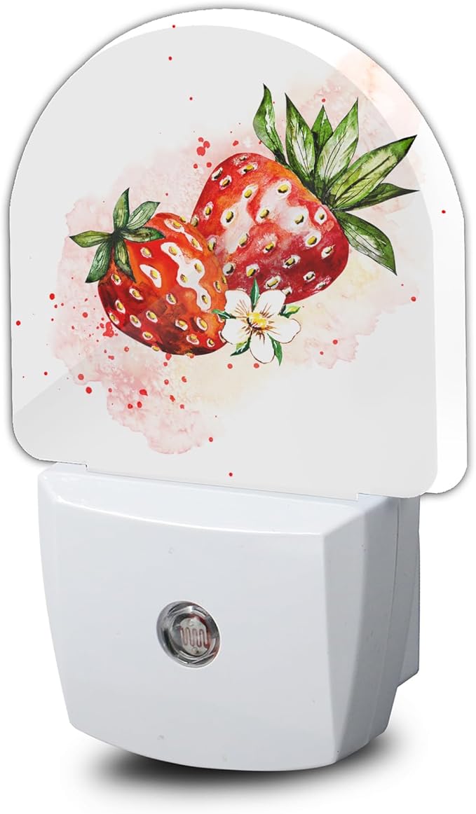 YESPOAK Night Light,Strawberry Berry Flower Night Lights Plug Into Wall Dusk to Dawn Sensor for Bedroom,Bathroom and Living Room for Women/Girls Gifts