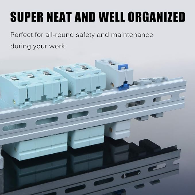 VAMRONE 20 Piece Aluminum DIN Rails, 12 Inches Long, 35mm Wide, 7.5mm High, Top Hat Slotted DIN Rail with RoHS