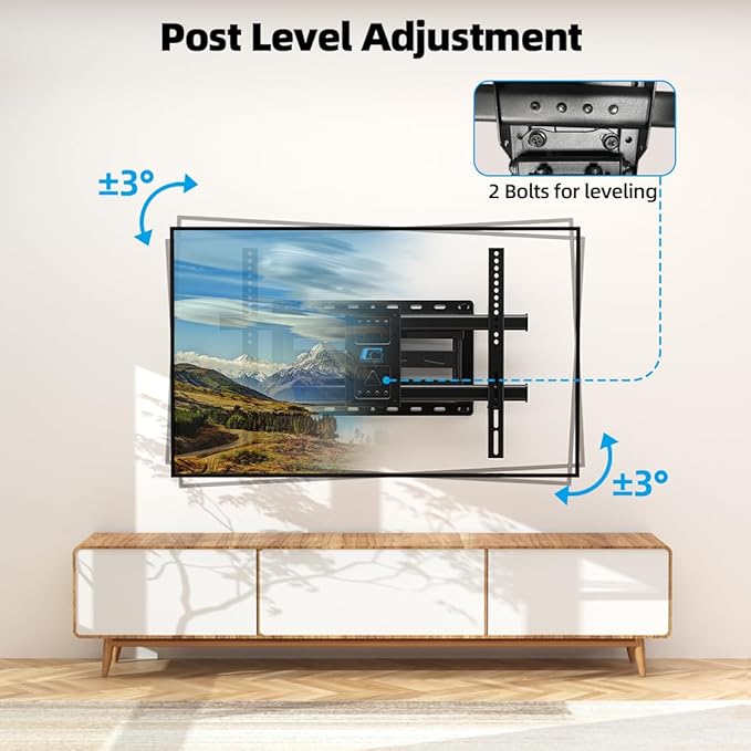 HOME VISION Full Motion TV Wall Mount for 32-85 inch TVs up to 132lbs, Fits 8”/ 12” /16” Wood Studs, TV Mount Wall Bracket with Dual Articulating Arms, Swivel, Tilt, Max VESA 600x400mm