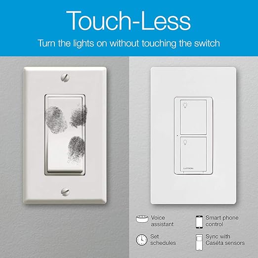 Lutron Caseta Original Smart Light Switch (Lutron Smart Hub Required), for Home, LED Lights, and Fans, 6 Amp, Single-Pole/3-Way, Neutral Required, PD-6ANS-LA, Almond