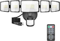 Onforu 5000LM Motion Sensor Outdoor Lights Plug in, 5 Head Motion Sensor Flood Light Outdoor with Remote, Dusk to Dawn Outdoor Lighting, IP65 Waterproof Motion Detector Lights for Outside, Black