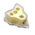 RKURCK 3 Way Copper Power Distribution Block, 0/2/4 AWG Gauge in, 4/8/10 Gauge Out, Car Audio Stereo Amp Distribution Connecting Block for Audio Splitter (1x0GA+3x4GA Copper)