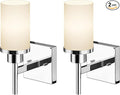 AONEON Vanity Lights Polished Chrome Bathroom Light Fixtures with White Frosted Glass Shade, Wall Sconces for Mirror Hallway Entrance, 2 Pack T001CH-L1-P2