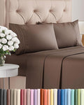 Full Size 4 Piece Sheet Set - Comfy Breathable & Cooling Bed Sheets Set - Hotel Luxury Bedding for Women, Men, Kids, Teens, Boys & Girls - Deep Pockets, Ultra-Soft and Wrinkle Free - Oeko-Tex - Brown