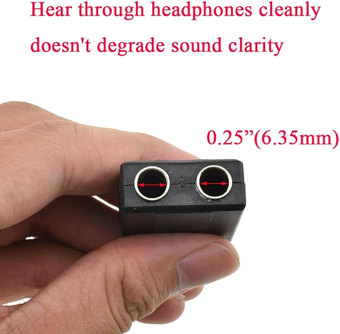 HAHIYO 6.35 M-2x6.35 F-TRS Stereo Plug Interconnect Audio One Male 6.35mm(1/4 inch) and Two Females 6.35mm(1/4Inch) Adapter Splitter Good Signal Sound Snap Tight Not Wobble for Guitar Black 2pcs
