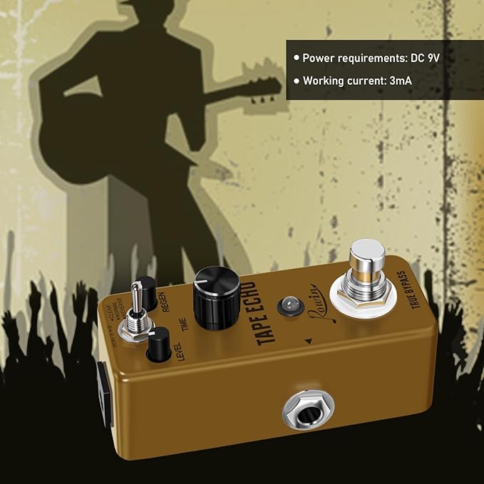 Rowin Tape Echo Delay Digital Guitar Effect Pedal with Storage Function for Timbre and Sound.