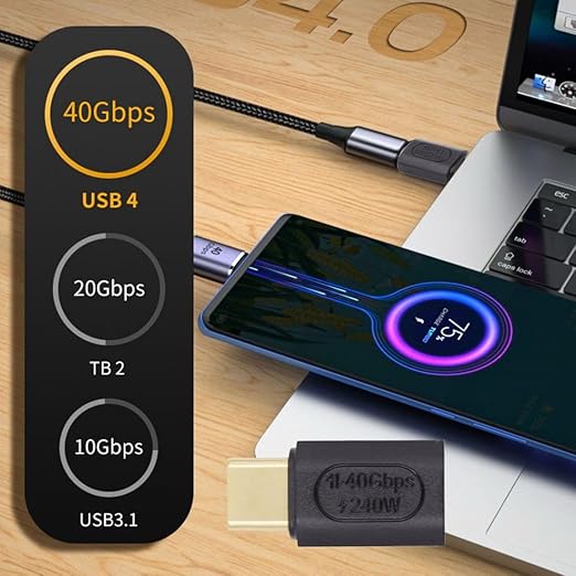chenyang USB C Connector USB4 Type C 240W Power 40Gbps Data 8K Video Extension Connector Adapter for NS Phone Laptop