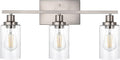 WINSHEN Bathroom Light Fixtures 3-Lights Seeded Glass in Brushed Nickel Finish, 23.6-Inches Vanity Lighting Bath Wall Mount Lamp for Kitchen Living Room Workshop