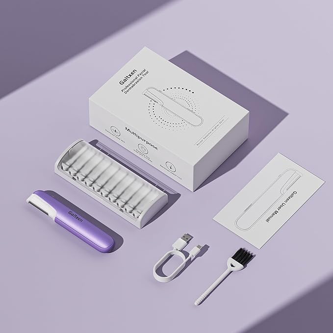 Galtxen Dermaplaning Tool for Women - Facial Exfoliation & Peach Fuzz Hair Removal with Rechargeable Sonic Edge Technology, 10 Refill Blades