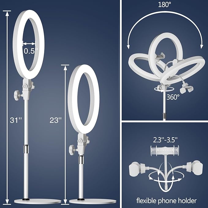 Ring Light with Stand, Zoom Lighting for Computer Video Conference, Video Calls, Home Office, Lighting for Video Recording