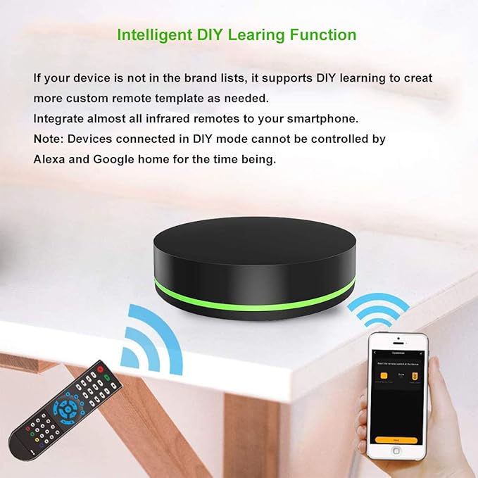 Smart IR Remote Control Hub WiFi Infrared Universal Remote Control IR Blaster Smart Home Automation Compatible with Alexa Google Home