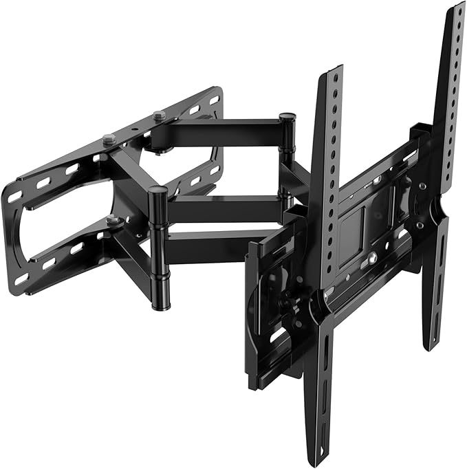 WNJQBY Full Motion TV Wall Mount for Most 26-65 Inch Flat/Curved 4K LED LCD TVs, Rotate Articulating Arms Swivel and Tilt Wall Mount TV Bracket Max VESA 400X400 mm,Fits 12″/16″ Wood Studs