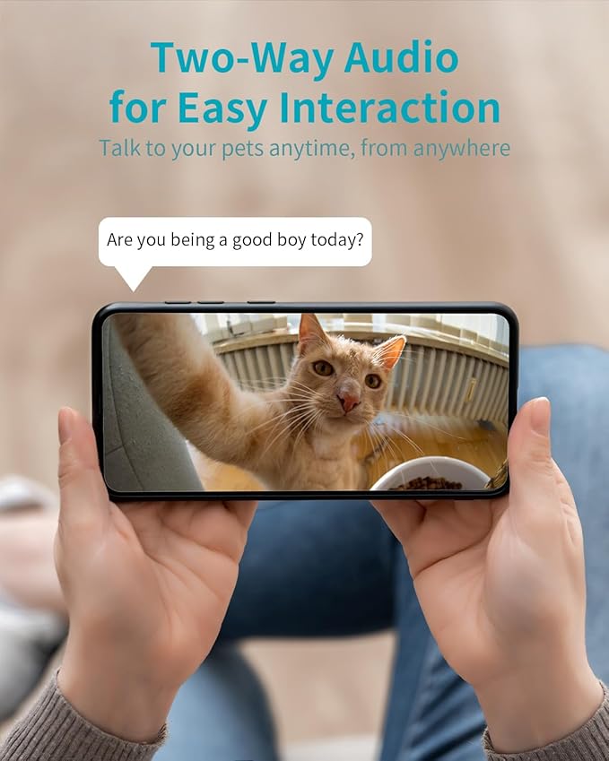 VIMTAG Indoor Pet Camera, 2.5K Dog Camera with Phone App, 360° Pan/Tilt Security Camera Indoor for Home/Nanny/Baby/Cat/Room, Dual-Band WiFi, Night Vision, Motion Tracking, 2-Way Audio, Cloud & SD Card