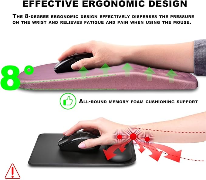 KUOSGM Mouse Pad Wrist Support, Ergonomic Mouse Pad with Massage Dot, Comfortable Computer Mouse Pad for Laptop, Wrist Rest Pain Relief Mousepad with Non-Slip PU Base for Office & Home, 12 x 8 in
