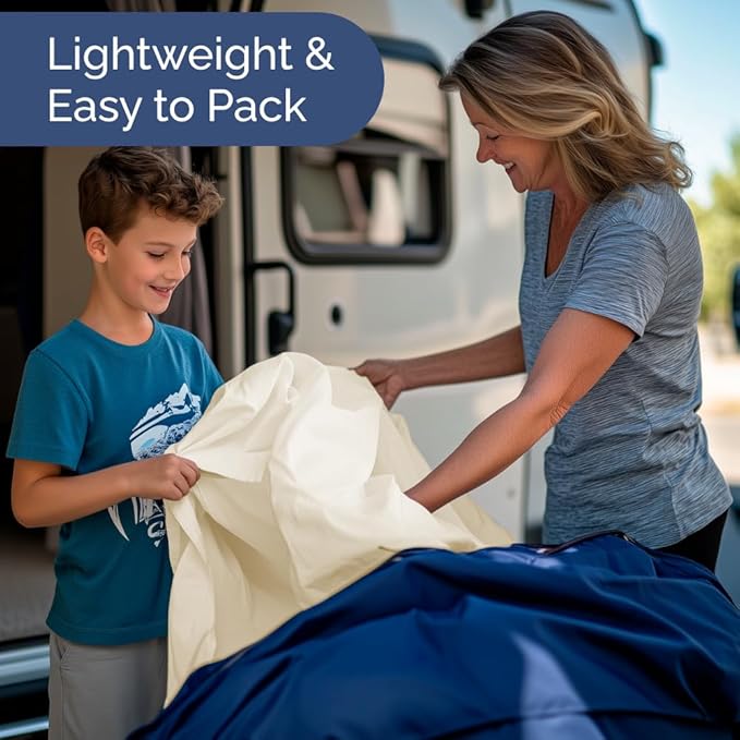 RV Short Queen Sheet Set 60 X 75 - 4 Piece RV Short Queen Bed Sheets - Soft, Breathable & Cooling - Designed for Bunks, Trailers & Campers - Fits 8” to 12" Mattress - Hotel Luxury Bedding - Off White