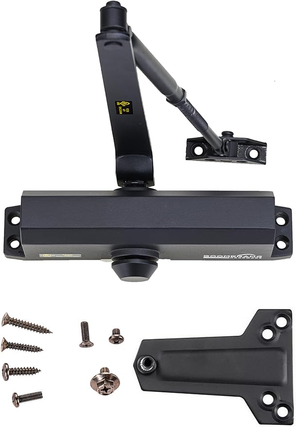 Boomerang Medium Duty Automatic Commercial Door Closer - D703 Hydraulic UL 3 hr. Fire Rated Closer, Surface-Mounted Size 3 for Home & Light Commercial Doors, Matte Black (US19)