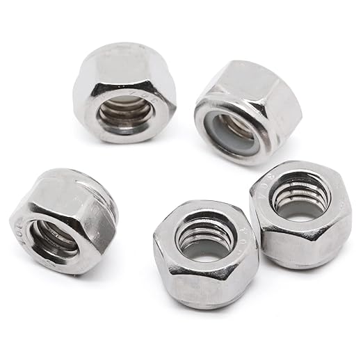MewuDecor #6 32 Nylon Insert Hex Lock Nuts Locknuts, 304 Stainless Steel 18-8, Bright Finish, 100 PCS