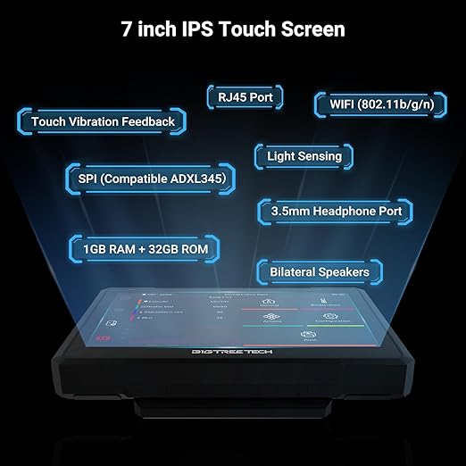 BIGTREETECH PAD 7 Touch Screen Based on Klipper firmware 7 inch Open Source Smart PAD with CB1 Board KlipperScreen for BIQU B1 SE Plus, Voron 2.4, Ender-3 and Most FDM 3D Printers DIY