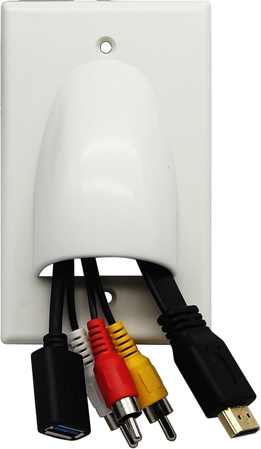 zdyCGTime Bulk Nose Faceplate Wall Plate for Cabling 1 Gang Cable Plate Internal Management Convex Audio Video Cable Pass Through Nose Plate White (2 Pack)