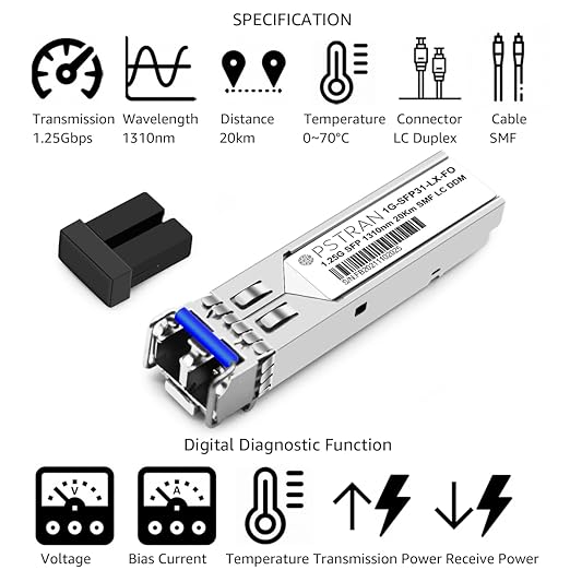 OPSTRAN 1000BASE-LX/LH SFP Optical Transceiver Module Compatible with Fortinet FN-TRAN-LX FG-TRAN-LX FR-TRAN-LX 1G SFP 1310nm 20km DDM Duplex LC SMF 10 Pack